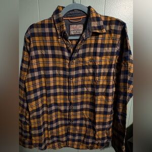 Hawke & Co Men's Casual Plaid Shirt - Navy and Mustard